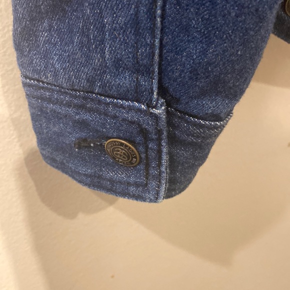 Rare Women's Vintage Stussy Dark Denim Button Up Hooded Jacket sz M - Picture 7 of 7